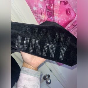 DKNY Black Velvet Zip up Hoodie